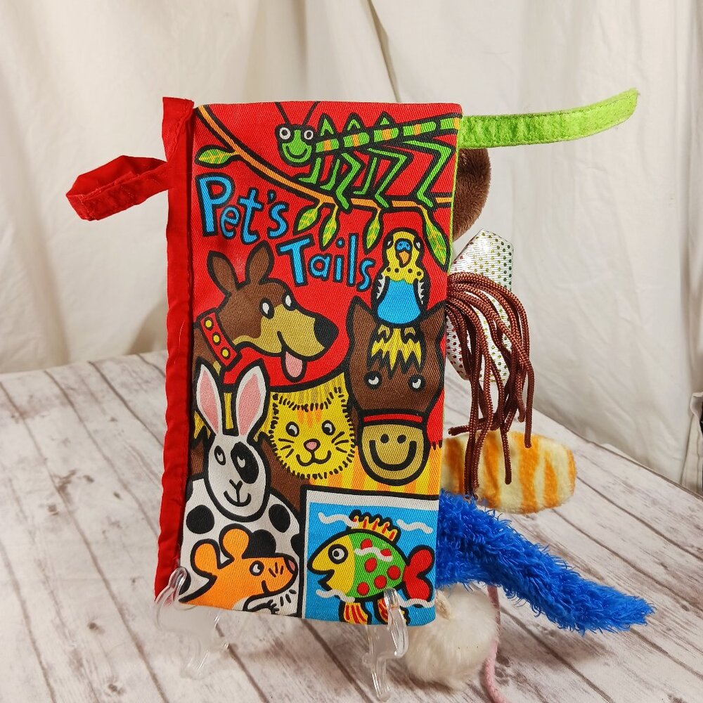 JellyCat JellyKitten Pet's Tails Red Soft Book Sensory Tactile Crinkle 5 Pages